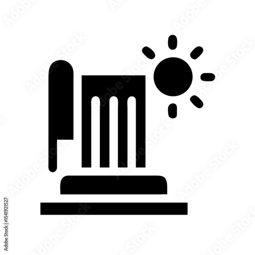 Solar Water Heater Icon with Sun Symbol for Renewable Energy Blogs, Environmental Awareness Websites, Sustainable Living Resources, and Educational Materials  