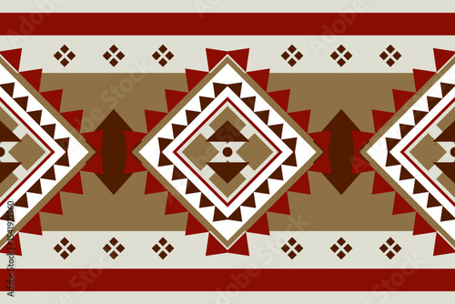 Amazing Tribal Geometric Art Border With Ethnic Traditional Pattern Red Brown White on Celadon Background. Sense of Motif Horizon Origin with Classy Wondering Wild Color for Embroidery Bedding Textile