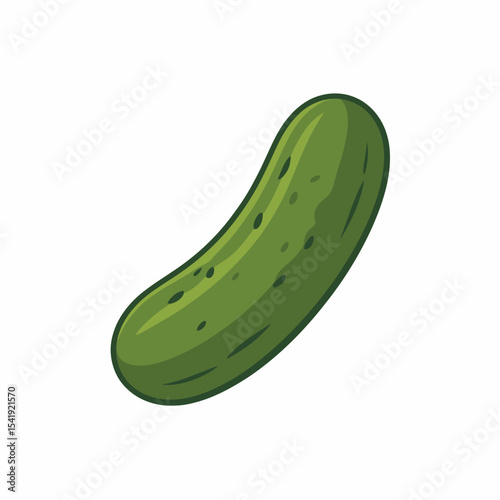 Single green pickle illustration on white