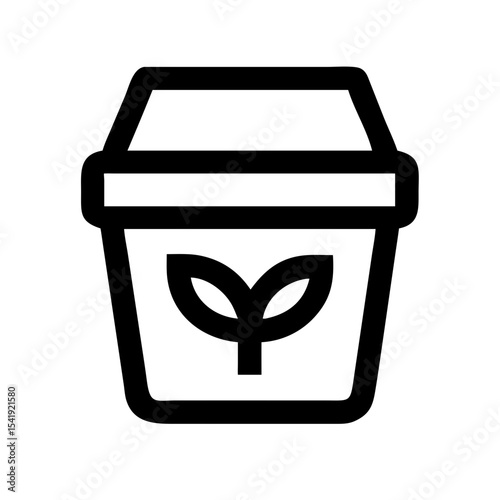 Biodegradable Container Icon with Plant Symbol for Eco-Friendly Websites, Sustainable Packaging Blogs, and Environmental Awareness Campaigns  
