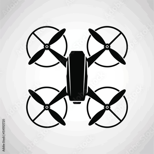 Quadcopter drone icon top view silhouette