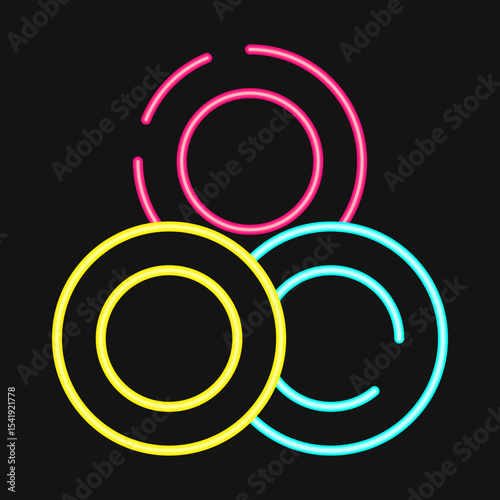 Icon token. Crypto currency elements. Icon in neon style.