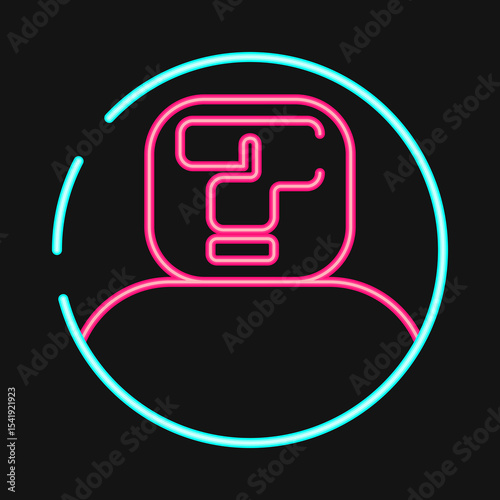 Icon anonymity. Crypto currency elements. Icon in neon style.