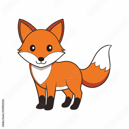 Charming cartoon fox vector illustration, perfect for woodland themes, nursery designs, forest animal education, and wildlife learning materials for children.