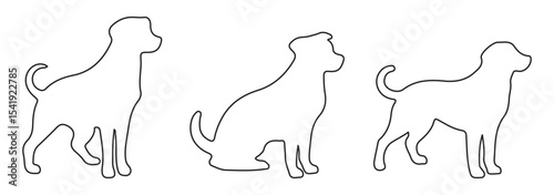 dog silhouette with outline stroke.