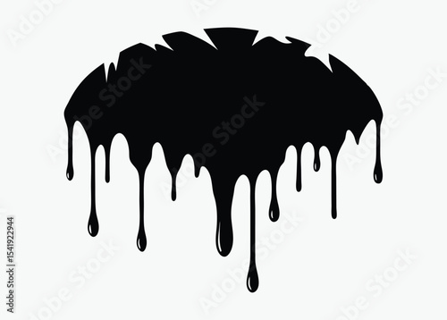 Dripping blood silhouette, liquid drop vector, horror drip pattern, spooky border design, black ink graphic
