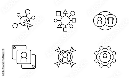 Set of Interactive icon, interaction, HR Symbol Outline icon, Editable Stroke