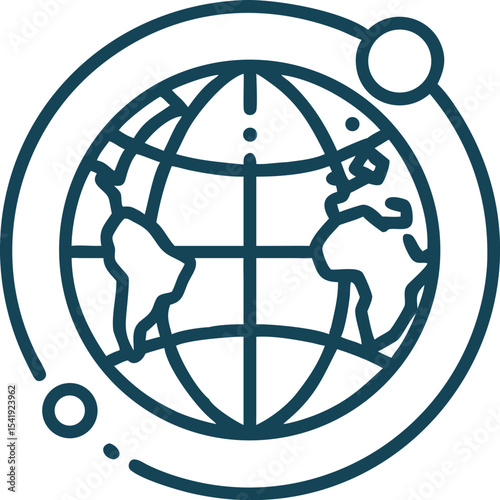 Simple and modern globe icon representing worldwide connection and global communications