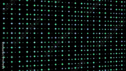 Abstract motion graphic background, blue flickering or blink dots on black background