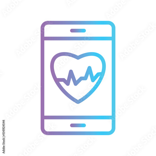 Mobile ECG Color gradient illustration vector icon which can easily modify or edit 
