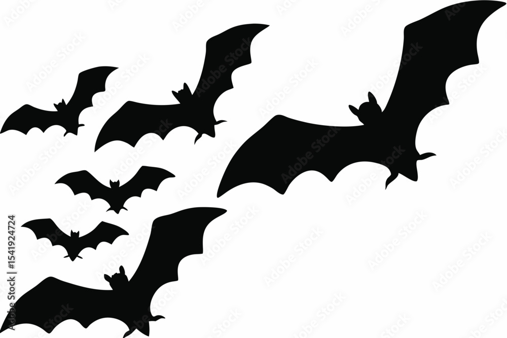 Fototapeta premium Bat Flying at Night Silhouette