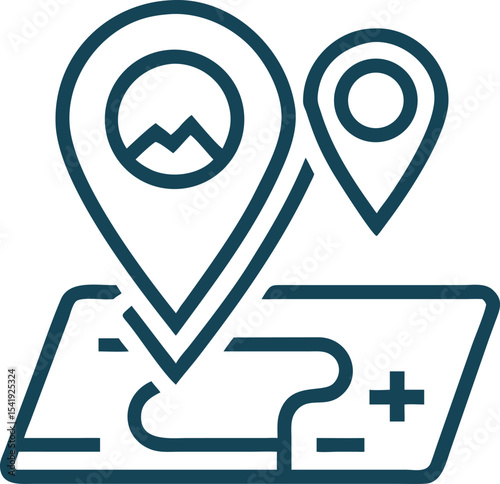 Vector illustration of a map with location markers and navigation symbols for destinations