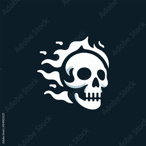 Skull burning logo