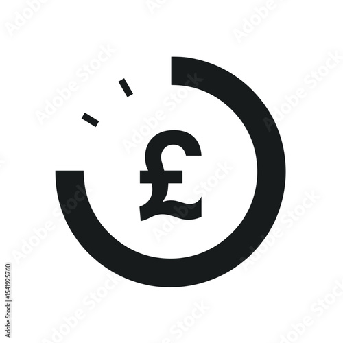 Pound sterling currency symbol, black and white finance icon, the concept of financial growth