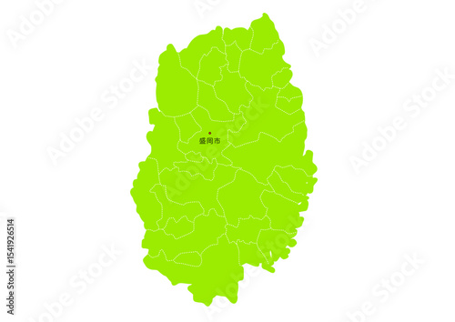 岩手県の行政区分付き地図