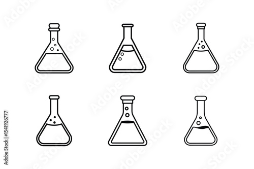 volumetric flask icon line art vector illustration