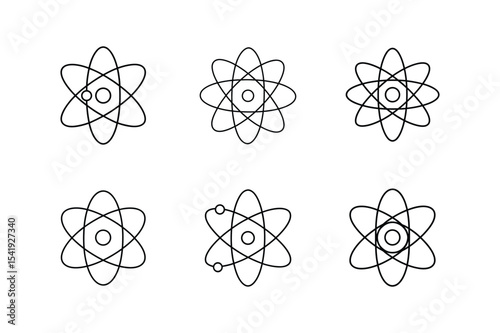 atom structure line art vector illustration