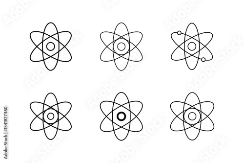 atom structure icon line art vector illustration
