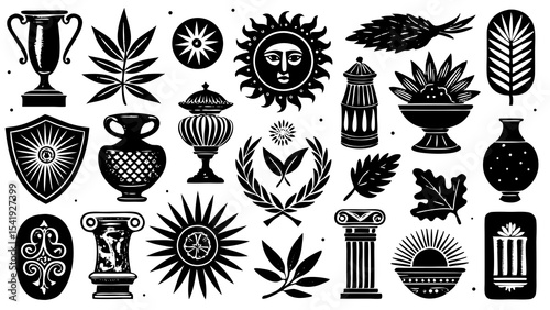 A Collection of Twenty-Two Distinct Blue Illustrations Greek Mythology Inspired Vector Graphics