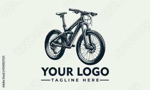 Vintage style logo design featuring a mountain bike.