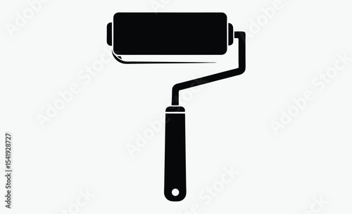 Paint roller , line art silhouette, painting tool vector, home renovation icon, black outline design