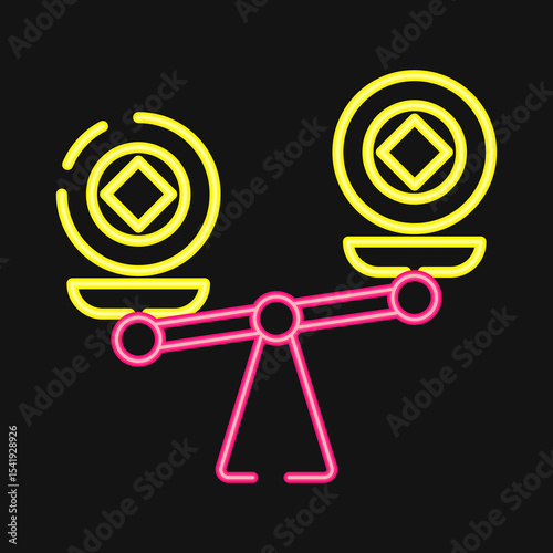 Icon liquidity. Crypto currency elements. Icon in neon style.