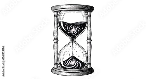 Hourglass with Galaxy Sand Line Art
