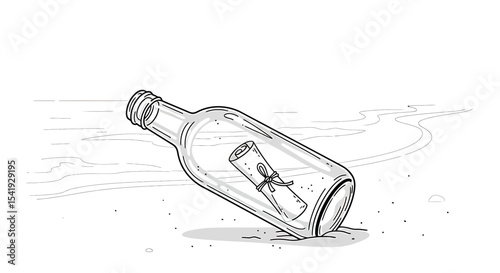 Message in a Bottle Line Art
