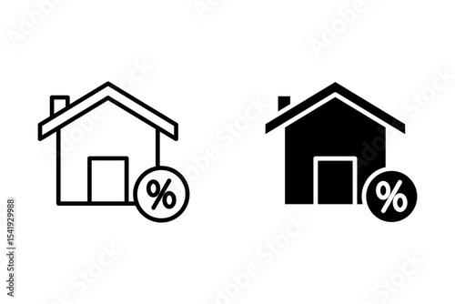 Property tax icon. Simple design. Outline and black vector. Isolated on white background.