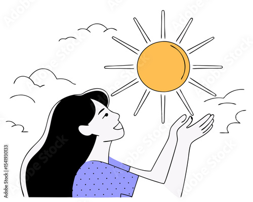 Sun-Safe Woman - UV Protection Vector Illustration (Applying Sunscreen, Wearing Hat & Sunglasses) - Skin Care & Health Awareness