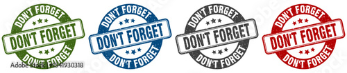 don't forget stamp. don't forget rectangular stamp set isolated on white background