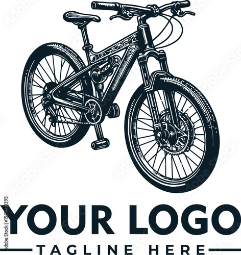 Detailed illustration of a mountain bike, showcasing its components and design.