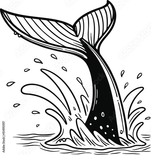 Underwater black tribal tattoo design featuring a sailboat vector illustration with a fish and wave pattern