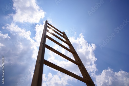 Ladder reaching towards the sky, a powerful symbol of ambition and success.