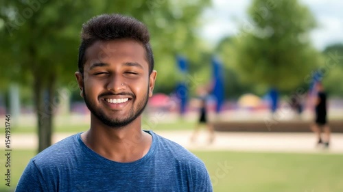 Young man smiling outdoors