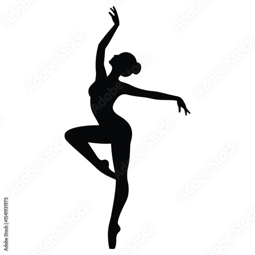 woman in Arabesque dance pose, a striking silhouette of a ballerina poised in a graceful pointe position.