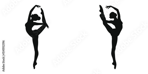 woman in Arabesque dance pose, graceful ballerina silhouette in arabesque pose
