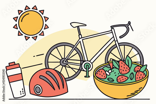 Healthy lifestyle green smoothie and bicycle ride