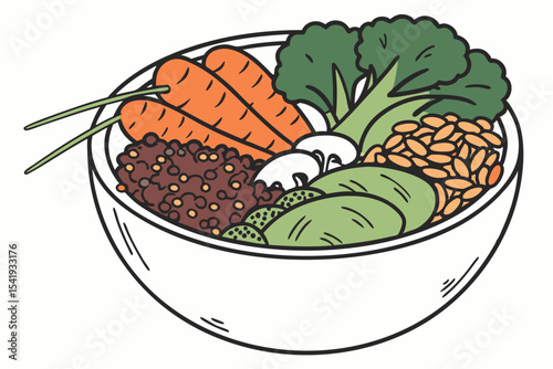 Healthy vegetarian bowl with chickpeas and vegetables