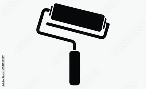 Paint roller , line art silhouette, painting tool vector, home renovation icon, black outline design