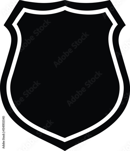 Black and White Shield Graphic with Double Border for Design Element