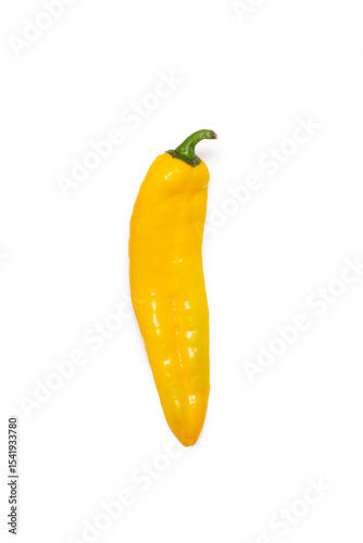 Yellow sweet pepper isolated on a white background with copy space