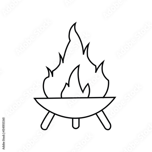 Minimalist Fire Pit Line Art, Outdoor Heat Graphic