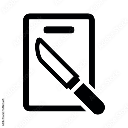 Illustration of cutting board with knife vector icon illustration for food preparation and cooking related designs 100 vector