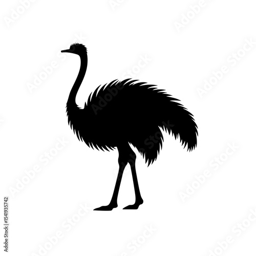 Premium Vector Collection of Elegant Ostrich Silhouette Icons for Wildlife and Design Projects