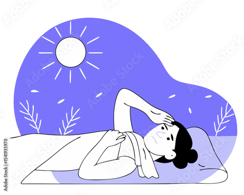 Woman Collapsing from Heat Stroke - Summer Emergency Vector Illustration