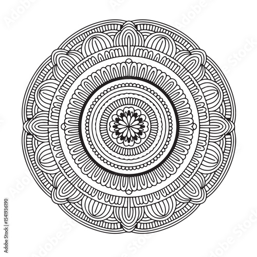 Intricate Mandala Design for Coloring Books