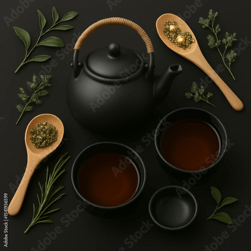 Chinese Tea Set with Teapot and Cups for Traditional Tea Ceremony