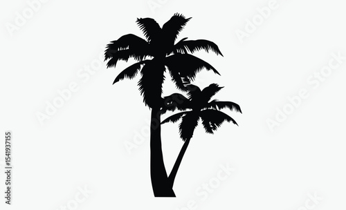 Palm tree silhouette, tropical tree vector, beach plant icon