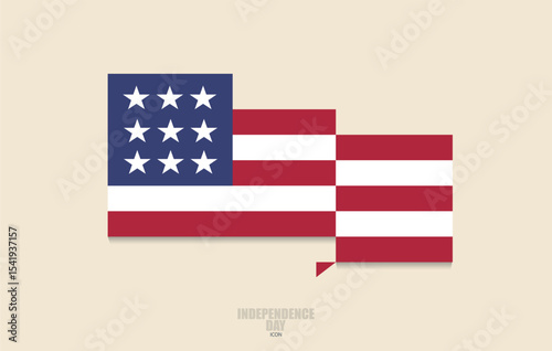 USA Flag Icon In flat style.